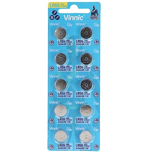 VINNIC Pila Boton Alcalina AG8 L1121F LR55 Blister de 10 unités pour micro-électronique