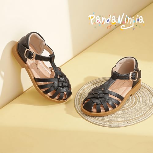 Image of PANDNAINJIA Toddler Girls Sandals T-Strap Dress Summer Shoes