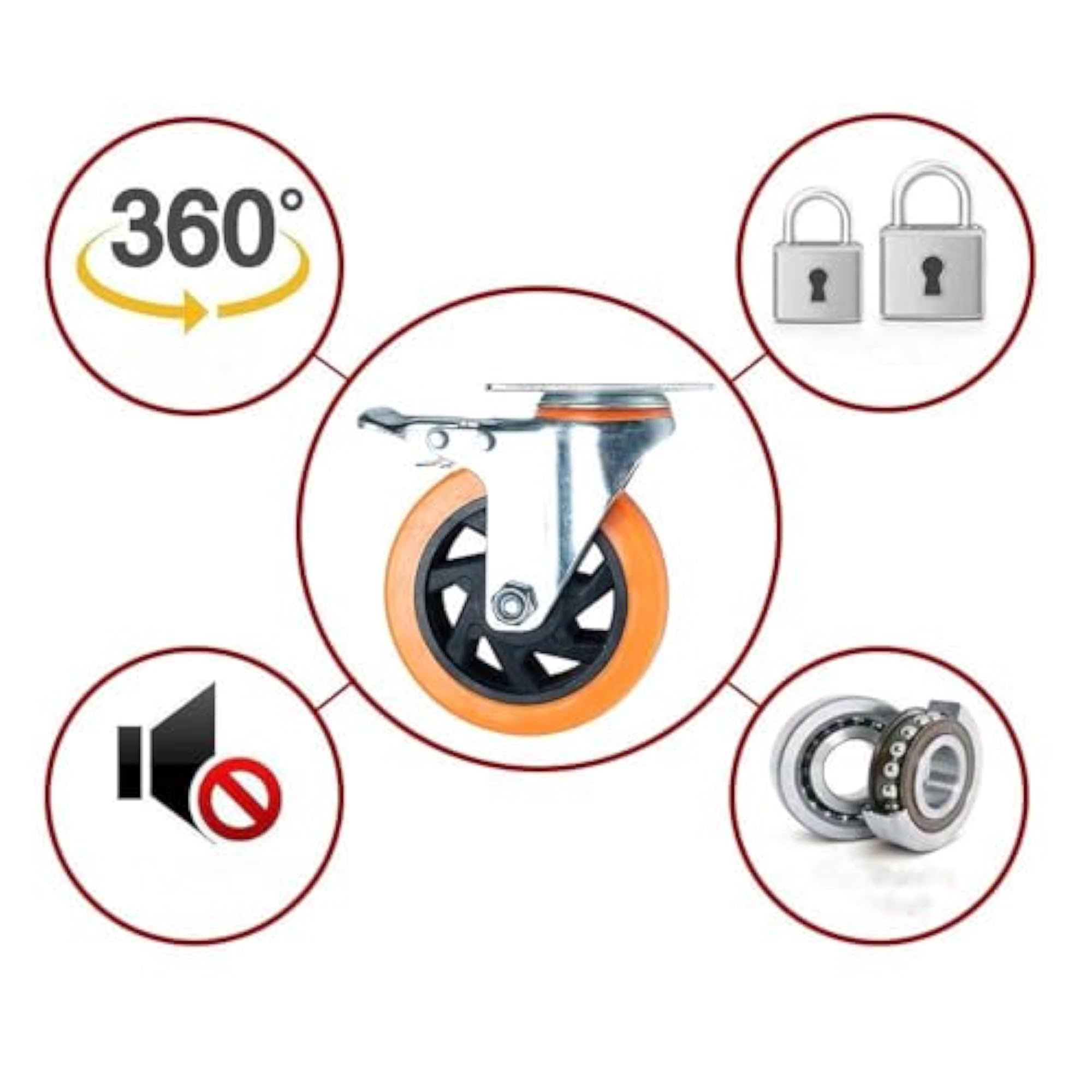 Heavy Duty 4 Inch Caster Wheels Set of 4, Locking