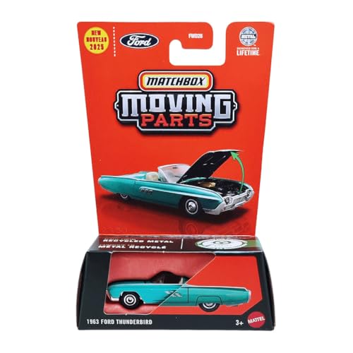 Image of Hot Wheels Match Box Moving Parts 1963 Ford Thunderbird for 3 Years & Above (Blue)