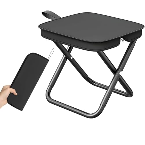 Image of DIYAM Compact Foldable Camping Stool with Detachable Side Tray - Lightweight Outdoor Seat & Table Combo for Hiking, Beach & Picnic (Folding Camping Stool SZ-1560)