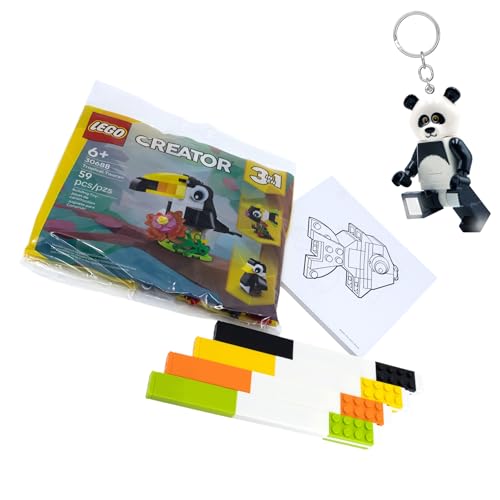 LEGO Panda Guy Keychain Light & Animal Stationery Creativity Set Bundle