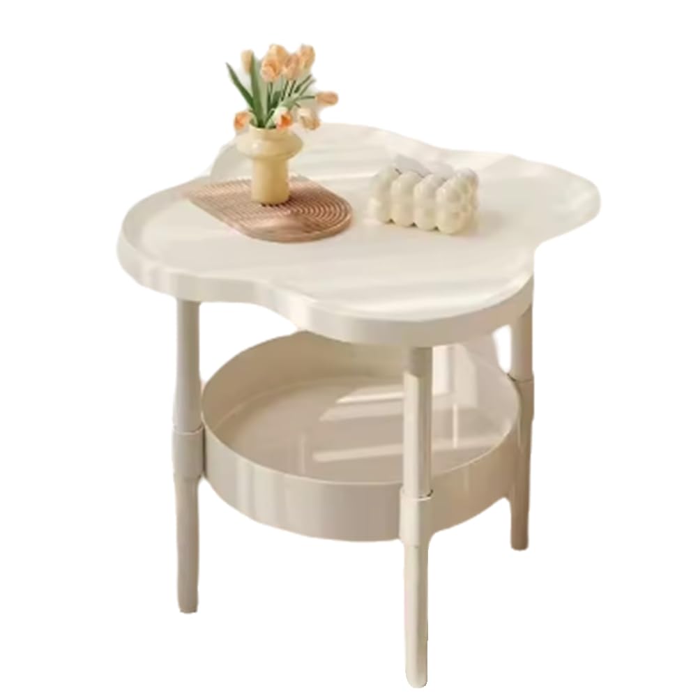 Table basse double couche blanc compacte pour plusieurs chambres