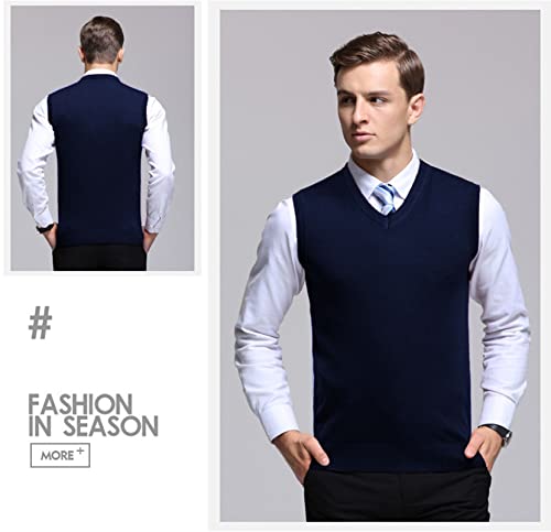 Amussiar Men's Casual Sweater Vest V-Neck Slim Fit Sleeveless Sweater Knitted Pullover Vest4