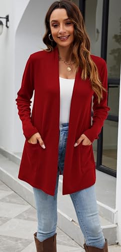 Image of Newchoice Womens Lightweight Long Sleeve Cardigans with Pockets Summer Casual Open Front Sweater Cardigan Duster