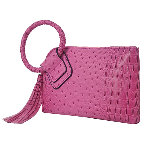 Image of NGIL Faux Leather Mini Wristlet Purse | Women's Handbag, Fashion Wristlet Wallet, Compact Everyday Purse with Fringe Tassel