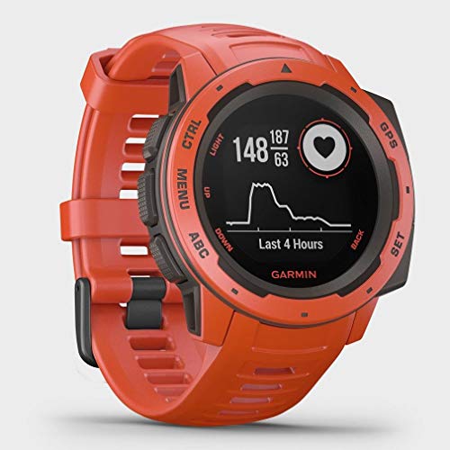 Image of Garmin Instinct, Rugged Outdoor Watch with Gps, features Glonass and Galileo, Heart Rate Monitoring and 3-Axis Compass, Red