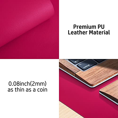 Image of Aothia Leather Desk Pad Protector, Mouse Pad, Office Mat, Non-Slip PU Leather Blotter, Laptop Pad, Waterproof Writing Pad for Office and Home (36 inch x 17 inch, Rose Red)