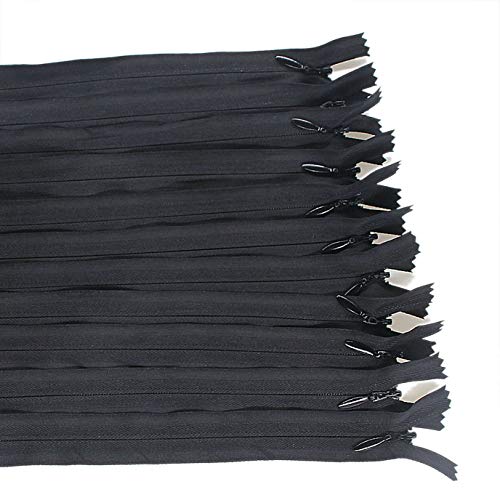 Leekayer Invisible Nylon Coil Zipper,Clothing Zipper,Diy Sewing Tools For Craft (24 Inch,Black) 20 Pcs #TOP4