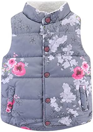 LittleSpring Little Girls Puffer Vest Fleece Lined Lightweight Winter Outerwear Vest, Gray, Size 8