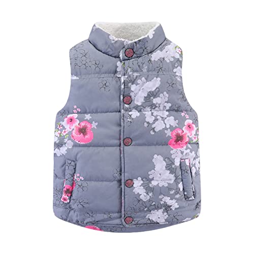 Littlespring Little Girls Puffer Vest Fleece Lined Lightweight Winter Outerwear Vest, Gray, Size 8 #TOP17