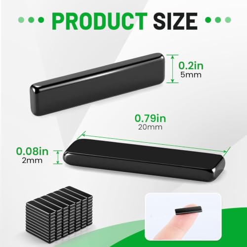 Image of MIKEDE 70 Pack Strong Small Neodymium Bar Magnets Black, 20x5x2 mm