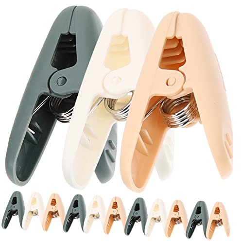 Hohopeti 15個 物干しクリップ 洋服ピンハンガー クリップハンガー ピンクの洋服 ぶら下げ 衣類ラック ホワイト タオル乾燥 チップ 洗濯バサミ プラスチック