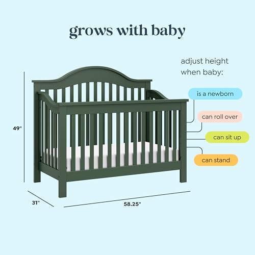 Image of Davinci Jayden 4-in-1 Convertible Crib, GREENGUARD Certified, Forest Green