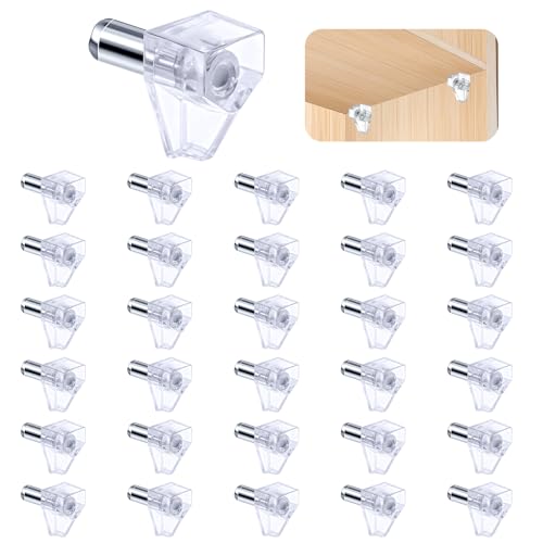 NUTKIT 30 Unidades De Soporte Baldas Armario, Soportes Para Estantes De PláStico Transparente, Soporte De Pared Para Estante Flotante, Para Muebles, Soporte De Estante, EstanteríAs