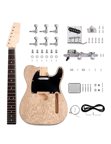 Fistrock DIY STL 100BNA Electric Guitar Kit Beginner Kit Tl Style 6 String Right Handed Basswood Body With Ash Burl Top Hard Maple Neck Poplar Laminated Fingerboard Chrome Hardware Build Your Own Guitar. cover