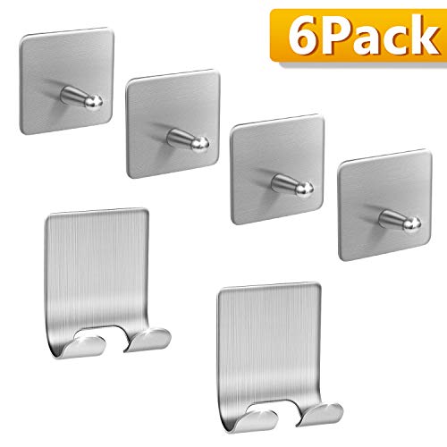 Hooks for Hanging, 6 Pack Heavy Duty Adhesive Wall Hooks Wall Hook Wall
