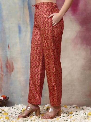 Image of Tissu Women's Plus Size Pure Cotton Grey Floral Tunic with Palazzo Co-ords