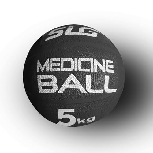 Image of SLG Rubber Medicine /Exercise Ball -Upper & Lower Body Exercises |Fitness Ball for Strength, Balance & Core Workouts| Material:Rubber(Black, 5 Kg)