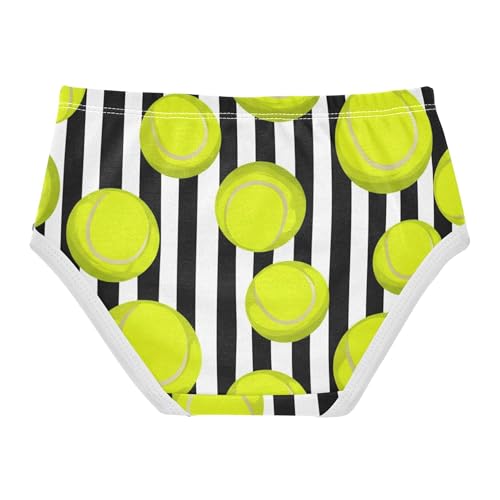 Cotton Toddler Girls Underwear Bright Yellow Tennis Balls Black Striped Cute Panties Girl Cartoon Kids Briefs Undies 2t2