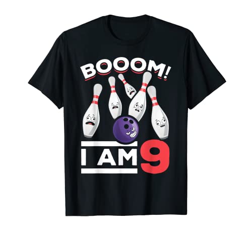 Booom! I Am 9 Birthday Bowling Player Bowling Boy Bowlers T-Shirt #TOP24
