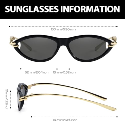 Trendy Cat Eye Women's Sunglasses with Gold Accents, Vintage Cateye Sun Glasses for Daily & Vacation Wear3