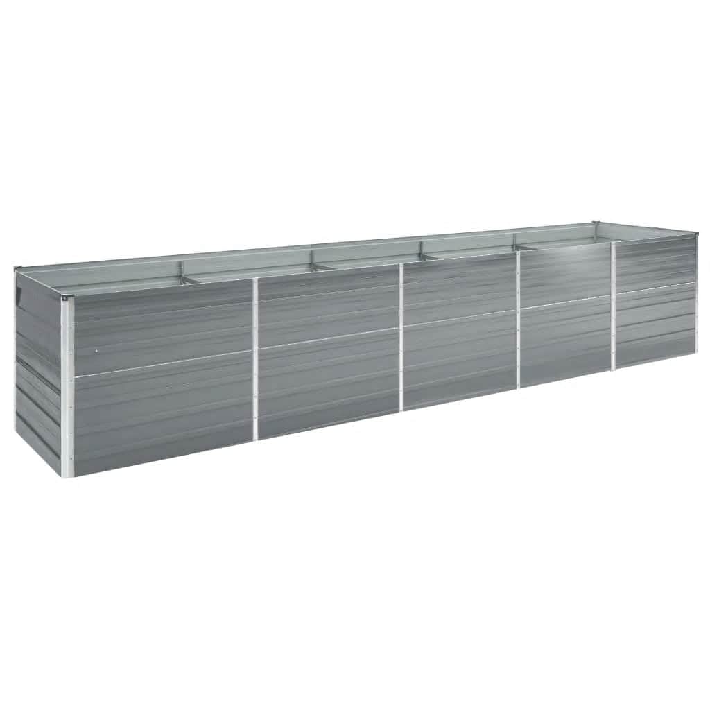 vidaXL Arriate de Jardín Plantas Macetas Mobiliario Muebles Hogar Casa Decoración Exterior Bricolaje Acero Galvanizado Gris 400x80x45 cm
