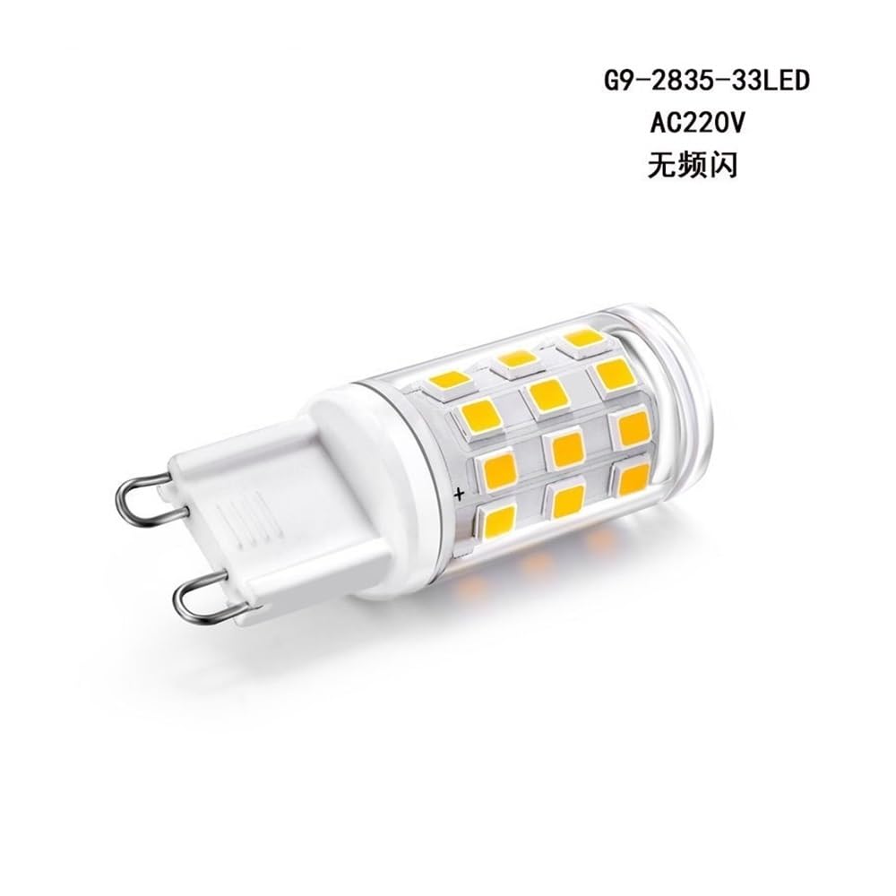 fengyan Casa Bombillas, Paquete de 10, Bombilla LED de maíz pequeña AC220V G9 3W 2835SMD-33LED cerámica + PC sin lámpara Parpadeante Familiar Lámpara(Natural White)