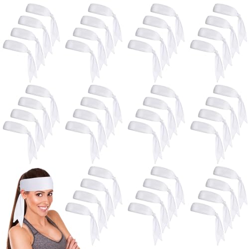 Image of Hiboom 50 Pcs Head Tie Headbands Men Women Ninja Karate Tie Athletic Sweatbands for Sports Basketball Tennis Running Workout