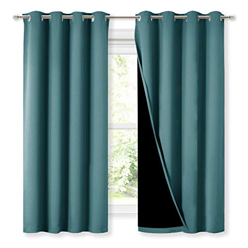 NICETOWN 2 Panel Blackout Curtain Set, Sea Teal 52x63