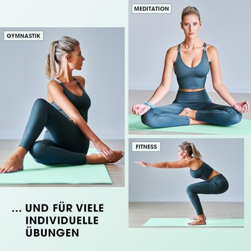 #DoYourFitness x World Fitness | Fitnessmatte 'Yogini' | 183x61x1cm | Phthalatfrei & rutschfest | Gymnastikmatte ideal für Yoga, Pilates, Fitness, Outdoor im Studio & zu Hause | Türkis