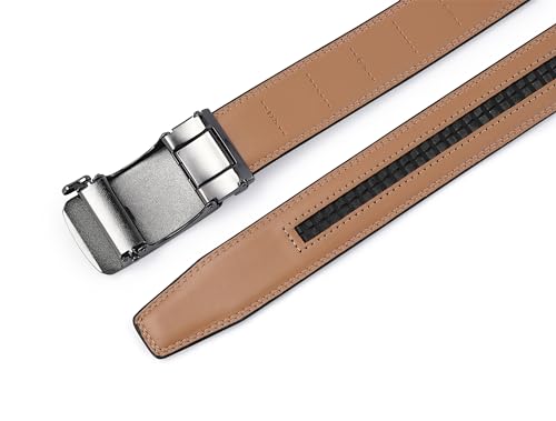 Image of Lingli Men's Belt,Ratchet Dress Belt with Automatic Buckle Brown /Black-Trim to Fit-35mm wide