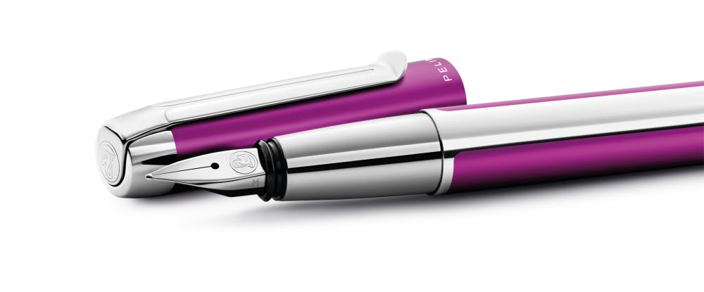 Pelikan Füllhalter Pura P40, Violett, Feder M (mittel), hochwertiger Patronenfüller im Geschenk-Etui, 823784