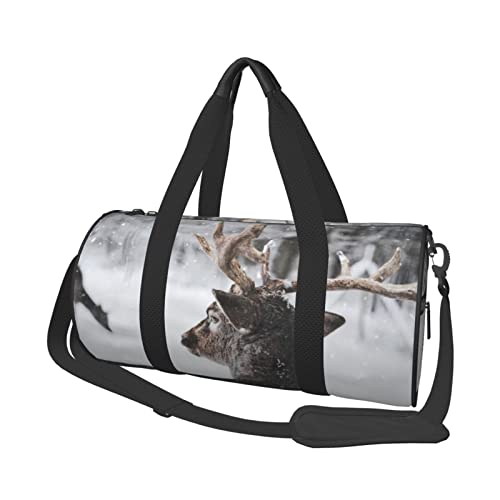 Sac de sport étanche résistant pour séparer chaussures sales motif renne sangle réglable