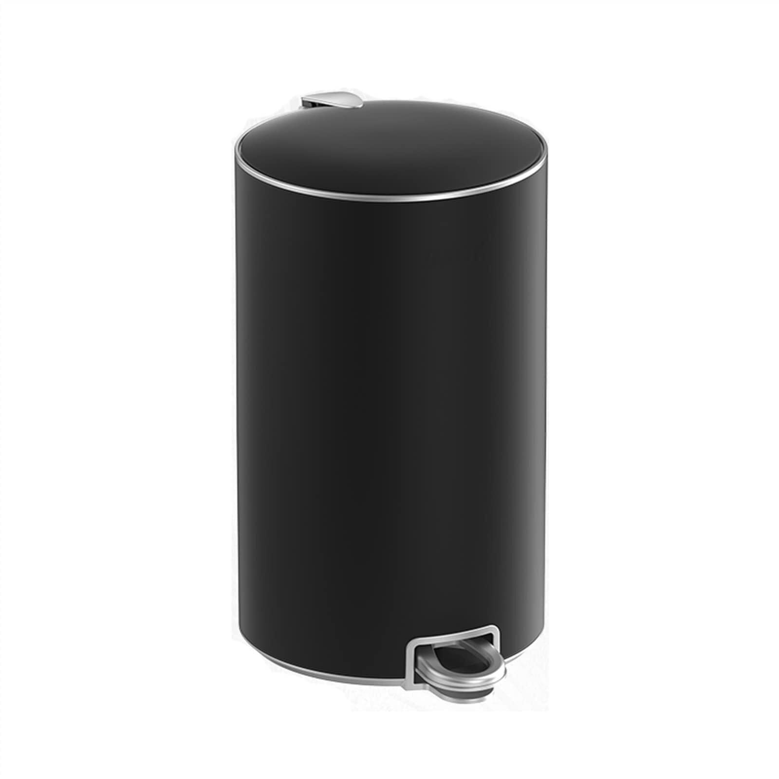 Papierkorb 8 Liter / 12 Liter / 15 Liter Haushalt großer Papierkorb aus Edelstahl Küche Bad Schlafzimmer Papierkorb mit Deckel(Schwarz,15l)