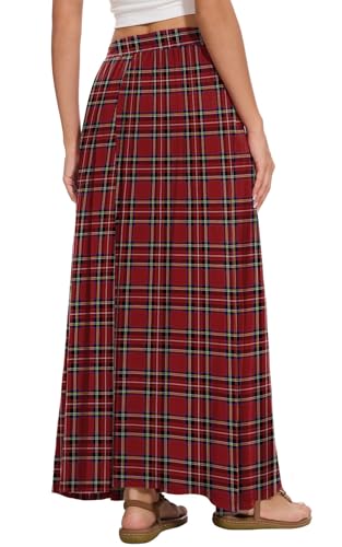 Image of Womens Maxi A-line Long Skirt Casual 2026 Elastic High Waist Flowy Skirts with Pockets
