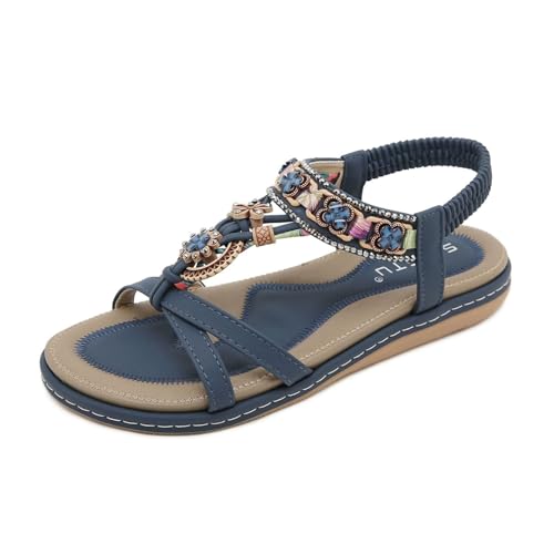 Womens Sandals Rhinestone flower casual fashion versatile flat sandals for the beach