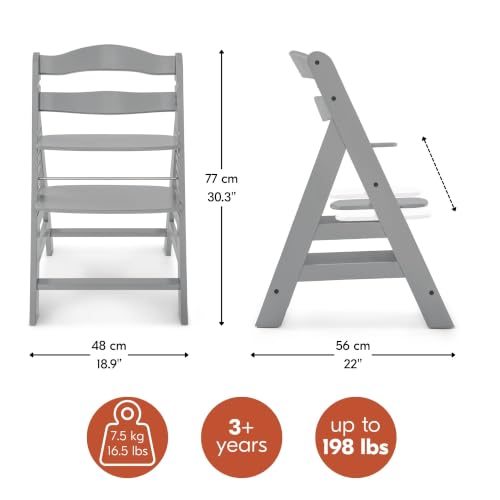 Image of hauck Alpha+ Grow Along Beechwood Booster Chair, Adjustable Seat, Grey