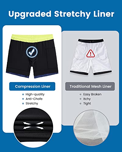 Image of maamgic 5inch Mens Swimming Trunks with Compression Liner 2-in-1 Swim Trunks Stretch Quick Dry Swim Shorts Zipper Pockets
