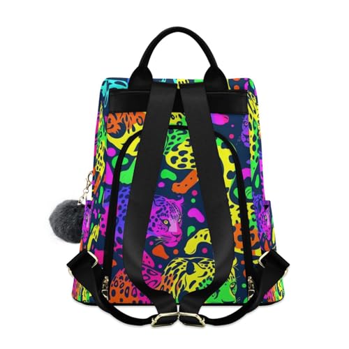 KLL Neon Colored Cheetahs Fashion backpacks for girls casual college backpack for women for Daily College Shopping with Pom-pom keychain2