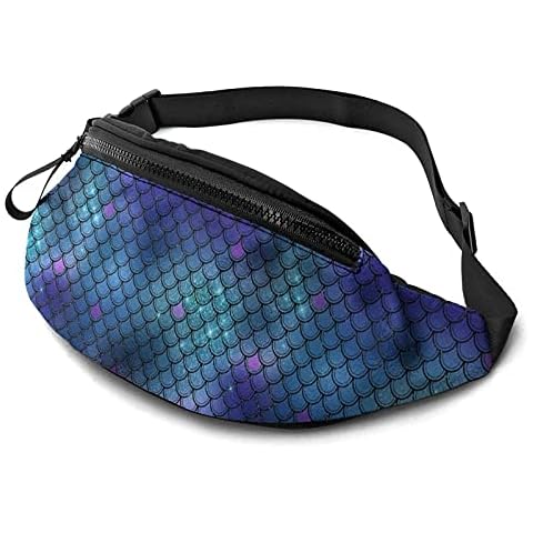 Waist Pack Bag For Men Women,Casual Running Belt Bags Hip Bum Bag With Adjustable Strap Fanny Bag For Travel Party Festival Hiking Sports Hip Pack,Blue Mermaid Glitter Bling Cover