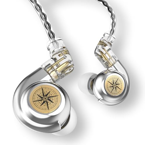 BZINK Conch IEM for Gaming Earbuds, High Res Vocals Clear in Ear Monitor Earphones for Musician Singer, Noise Canceling Wired Metal Earbuds, 3.5mm Wire Headphones Recessed 2 Pin Detachable Cable