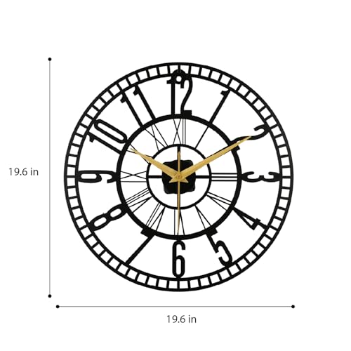 Image of Wakefit Metal Analog Wall Clock Big | 20 Inch | Laser Cut Abstract Home Decor & Gifting Option | for Living Room Study Bedroom & Office Decor | Verniq Metal Wall Clock 500 MM Black