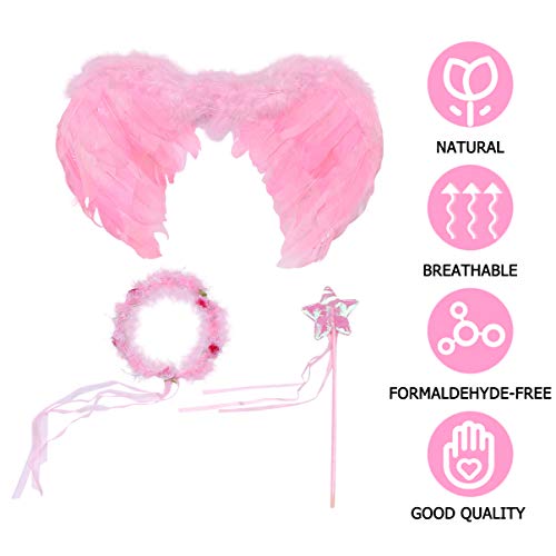 KESYOO 3 Pcs Halloween Traje Do Anjo Cosplay Asas de Anjo Estrela Fada Varinha Anjo Halo Headband Fe