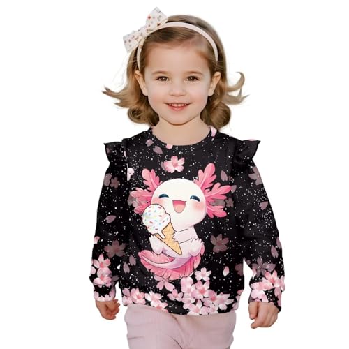 3-8T Winter Clothes for Girls Athletic Tops with Shoulder Ruffles Back to School Outfits