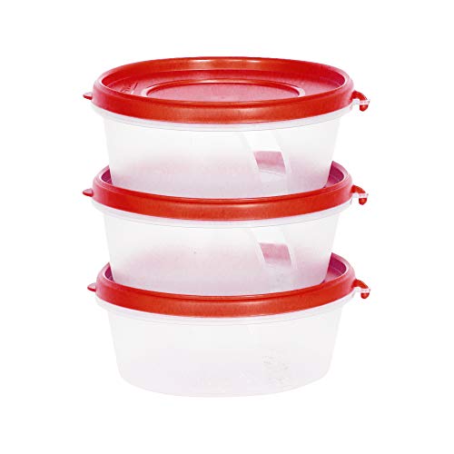 Image of Cutting EDGE Nesterware 500ml Stackable Food Container (Set of 3, Red) | BPA-free plastic, stackable design, leak-proof, kitchen storage, pantry, fridge, meal prep, reusable, travel use