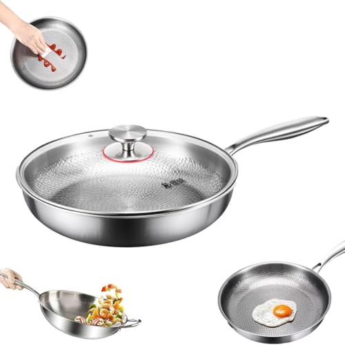 CTDWNT Titanium Hammered Pan Pro, sartenes de titanio antiadherentes, multifuncionales, ultraduraderas, resistentes a los arañazos, calentamiento uniforme para sartenes de cocina, compatibles con