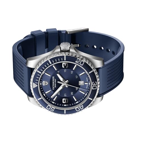 Image of Victorinox Maverick 43 mm, Silver Stainless Steel Case, Silver Stainless Steel Bezel, Blue Dial, Blue Rubber Strap Men's Watch, 249184