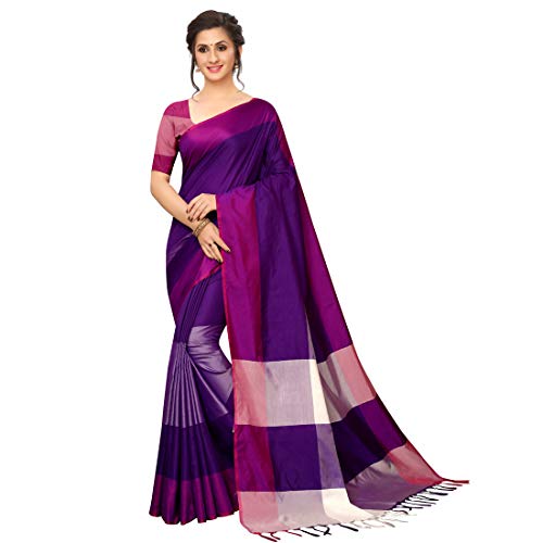Image of VJ Fashion Women Cotton Silk Saree With Blouse Piece freesize