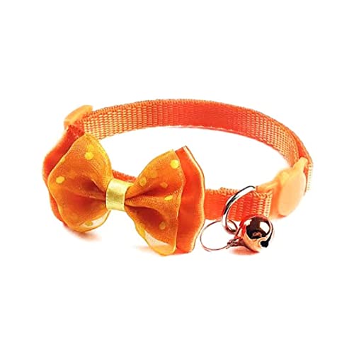 Image of Cat Collars I Color Full with Bell and I Bow Kitten and Small Dogs I Soft Adjustable Collar Safe I Solid and Protection for I Cats and Puppies Cute with Bow Design I (Color May Vary) (Orange)